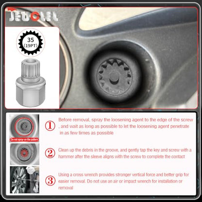35/19PT Wheel Locking Nut Key for BMW, Anti-Theft Lug Nut Removal - size: 35/19Pt Key