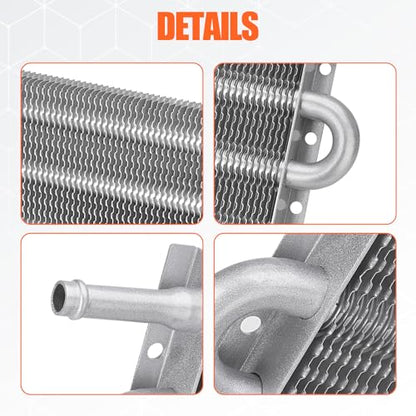 8 Pass Aluminium Transmission Oil Cooler, 5/16" Universal 8 Rows Tube and Fin Cooler Kit engine with Hose Mounting, Silver - color: silver