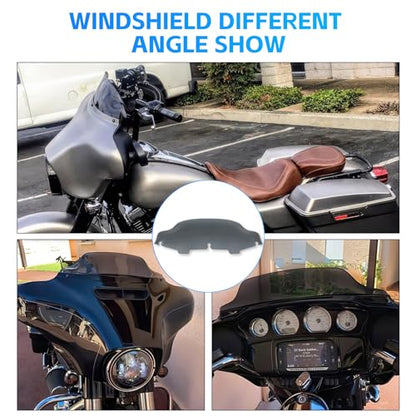 Rich Choices 6"Smoke Motorcycle Windshield Windscreen Wind Splitter Compatible with Harley Davidson Touring Street Glide Electra Glide FLHT FLHTCU Ultra Classic Glide FLHX FLHTK Tri Glide 1996-2013 - color: Smoke, size: 6inch
