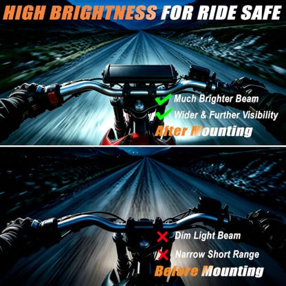 Dirt Bike Light Bar Kit, All-in-one Plug-Play 7 Inch Dirtbike Headlight Kit - color: (White) Light Bar with Bar Clamps + 12V Wiring + Switch