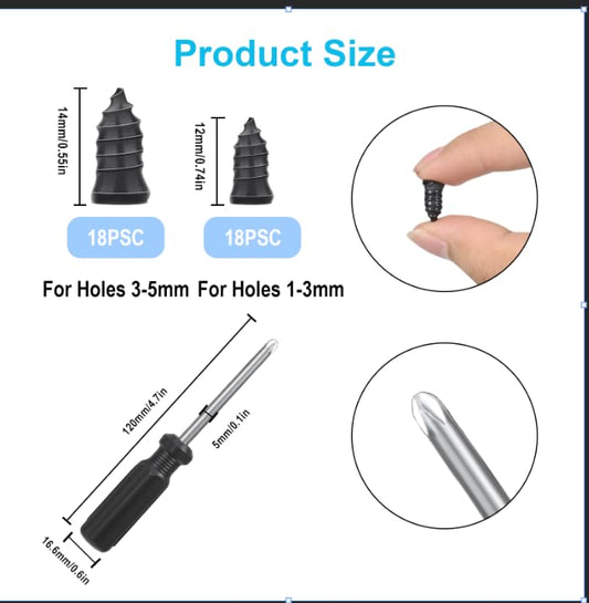 36Pcs Screw-in Tire Plug Kit Quick Fix Emergency Tire Repair Set