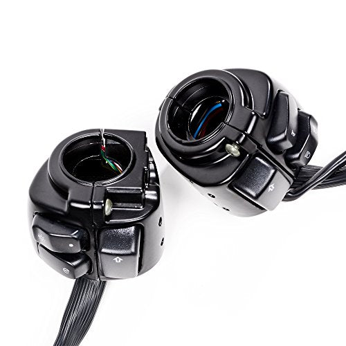 Astra Depot Motorcycle Switches Wiring Harness Hand Grips for Harley 1" Bar - color: Custom