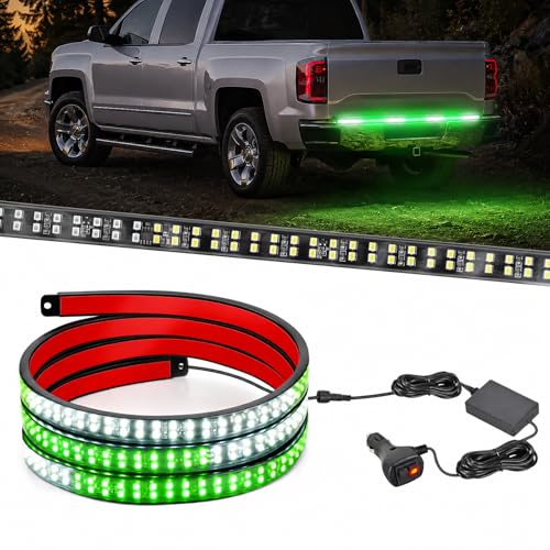 Nilight 60 Inch 360 LED Tailgate Strobe Light Strip Green White - color: 60" Tailgate Strobe Green/White