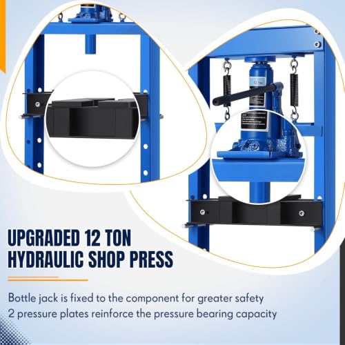 12T Hydraulic Press, Heavy-Duty h-Frame Garage Floor Hydraulic Shop Press - color: Blue