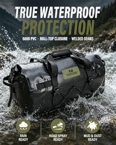 Marscamd Waterproof Motorcycle Dry Bag, Tail Saddle Luggage Roll-Top Design