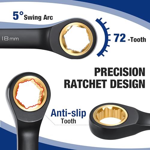 WORKPRO 22-Piece Ratcheting Wrench Set, Metric 6-18mm & SAE 1/4-3/4" - style: Regular