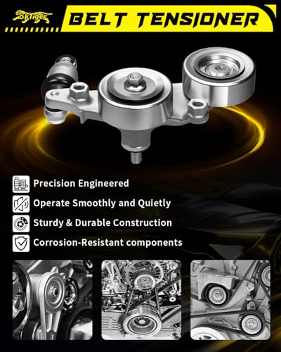 Oktiger Belt Tensioner Assembly with Pulley for Honda Accord 2008-2010, Odyssey 2006-2010, Pilot 2006-2011, Accord Crosstour 2010 3.5L V6, Tensioner Pulley OE # 39092, 31170R70A01, 31170RKB005 - size: 39092