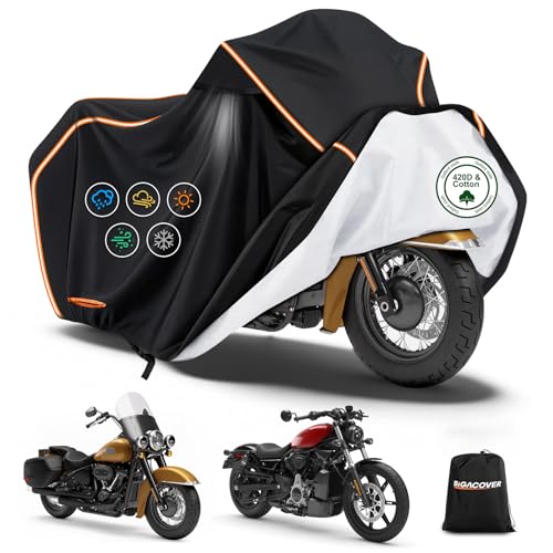 420D Cotton Lining Waterproof Motorcycle Cover for Harley Davidson Cruiser - size: for Cruiser Models