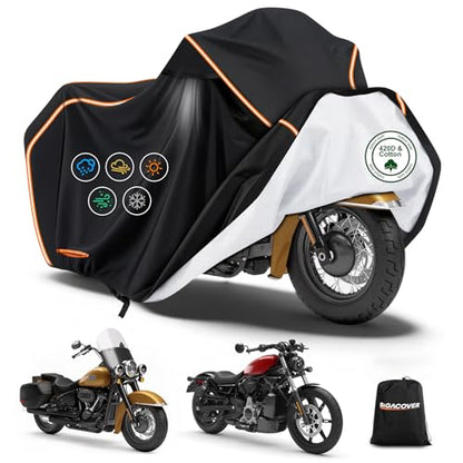 420D Cotton Lining Waterproof Motorcycle Cover for Harley Davidson Cruiser - size: for Cruiser Models