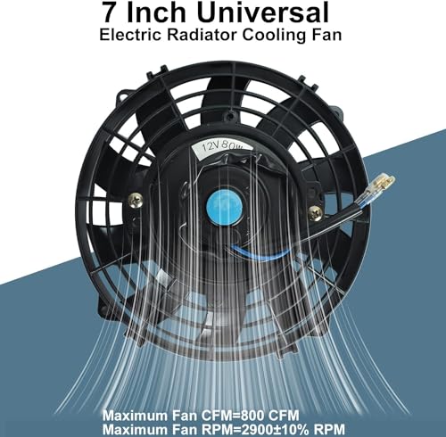 7 Inch Universal Slim Fan Push Pull Electric Radiator Cooling Fan - size: 7inch 80W
