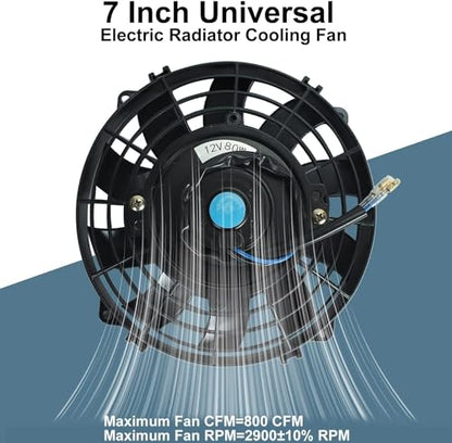 7 Inch Universal Slim Fan Push Pull Electric Radiator Cooling Fan - size: 7inch 80W