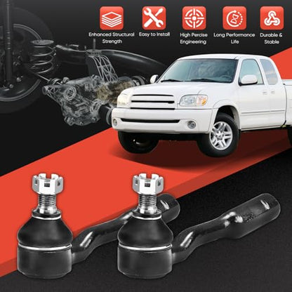 2pc ES80381 ES80382 Front Outer Tie Rod End Compatible with 2003-2007 Toyota Sequoia, 2003-2006 Toyota Tundra - size: ES80381 ES80382
