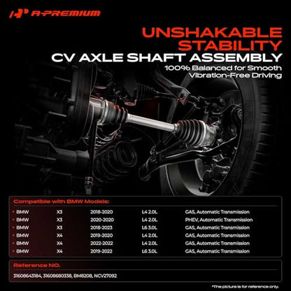 A-Premium Front Right Passenger Side CV Axle Shaft Assembly for BMW Models