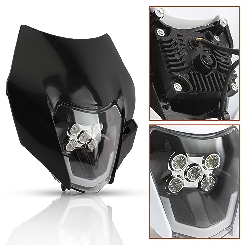 Dirt Bike LED Headlight,Universal Motorcycle Head Lamp Kit Compatible With Motocross Pit Bike Enduro ATV Supermoto 150 250 350 450 500 SX XCW EXC SXF XC SMC R 690(Black) - color: 16-5LED Black