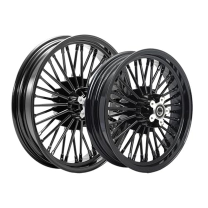 TOFR 18x3.5 16x3.5 Fat Spoke Wheels Black For Harley Touring Baggers 84-08 - color: Gloss Black, size: Front:18x3.5 Rear:16x3.5