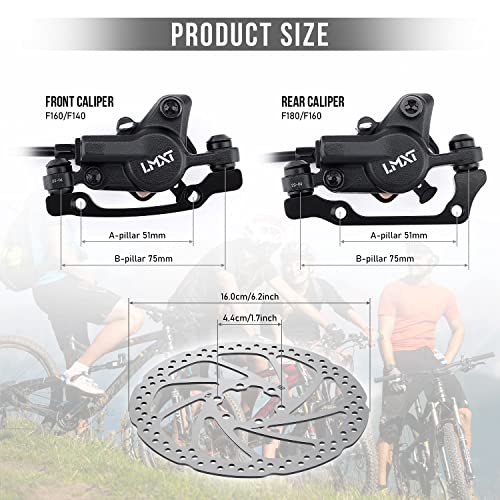 TOBWOLF MTB Hydraulic Disc Brake Kit, Dual Piston Calipers 160mm Rotors - color: Black Hydraulic Disc Brake Set - Dual Piston