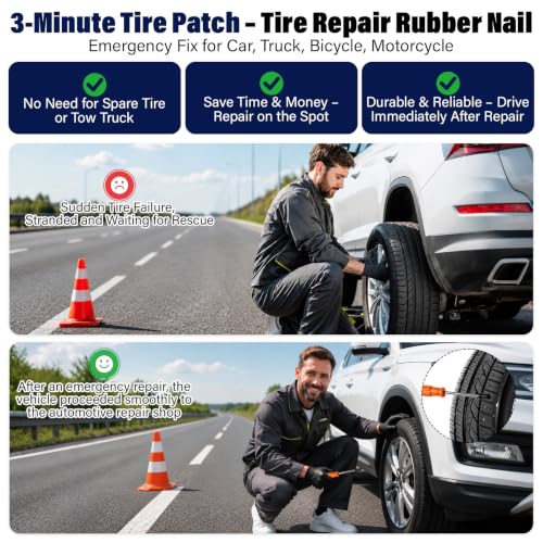 BURMONG 80Pcs Tire Repair Rubber Nails Kit with 4 Sizes,for Car,Motorcycle,