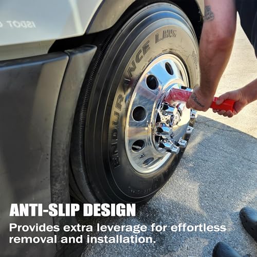 Aluminium 33mm Lug Nut Cover Removal Tool Socket for Semi Truck Trailer, Easy Install & Removal of Plastic Lug Nut Covers, Hex Shape Blue - color: Blue
