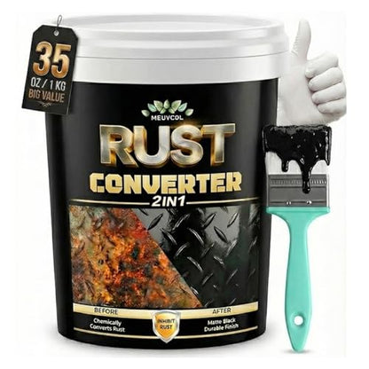 2 in 1 Rust Converter & Metal Primer, 35 oz Black Rust Reformer Paint for Metal, Trailer, Truck Frame, Car Chassis, Ultra Rust Encapsulator & Inhibitor, Heat Resistance Rust Neutralizer & Conversion - size: 35 Fl Oz (Pack of 1)