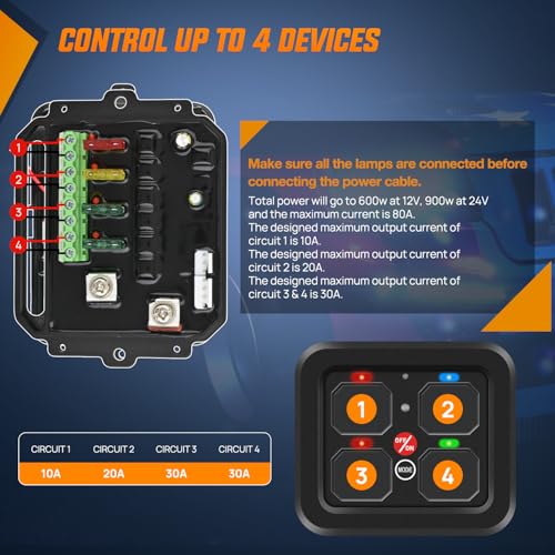 Nilight 4 Gang Switch Panel RGB 12V 24V Circuit Control Relay System - color: RGB, size: 4 Gang Switch