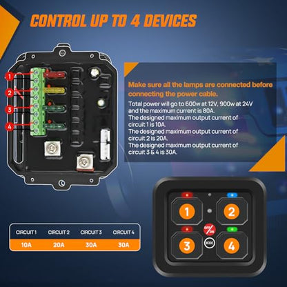 Nilight 4 Gang Switch Panel RGB 12V 24V Circuit Control Relay System - color: RGB, size: 4 Gang Switch