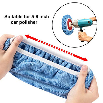 Mudder 20 Pcs 5-6 Inch Car Orbital Buffer Pads Polisher Bonnet, Blue - color: Blue, size: 5-6 Inch