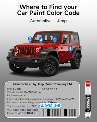 PRC/MRC Firecracker Red Touch Up Paint Compatible with JeepExact Match 2 in 1 Touch up Paint for Chips and Nicks Repair - color: Firecracker Red(PRC/MRC) Compatible with Cherokee/Wrangler-JK/Wrangler-JK-Unlimited