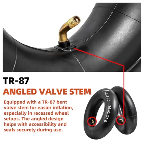 AR-PRO 2-Pack 16x6.50-8 Inner Tubes with TR-87 Bent Valve Stems – Replacement 16x6.50/7.50-8 Heavy-Duty Tubes for Lawn Mowers, Garden Tractors, Golf Carts, Snow Throwers, ATVs, and Utility Trailers - size: 16x6.50-8,TR-87