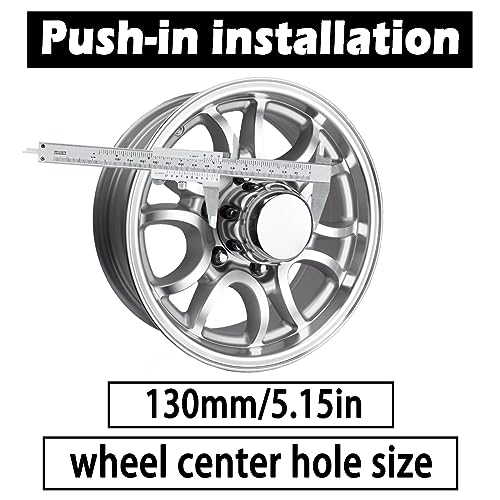2Pcs 5.15" OD 4.91" H Domed Style Trailer Wheel Center Caps for Rim - color: Chrome, size: 5.15" OD 4.91" H