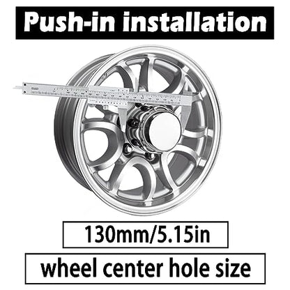 2Pcs 5.15" OD 4.91" H Domed Style Trailer Wheel Center Caps for Rim - color: Chrome, size: 5.15" OD 4.91" H