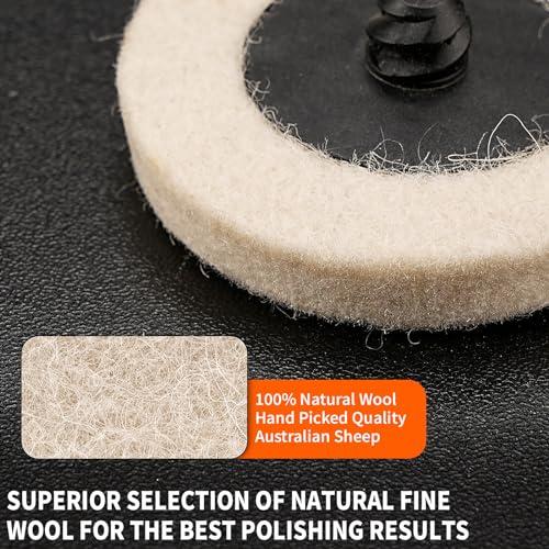 20Pcs 2" Quick Change Wool Polishing Pads Kit for 1/4 Die Grinder - style: 20x Fine Wool, 1x 1/4" Holder