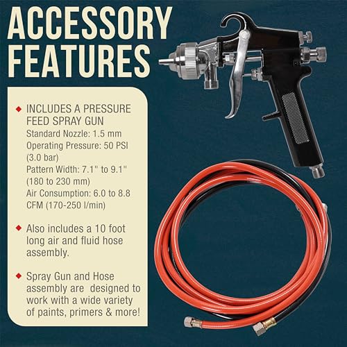 TCP Global 2.5 Gallon (10 Liter) Heavy Duty Steel Pressure Pot Paint Tank - size: 2-1/2 Gallon with Gun
