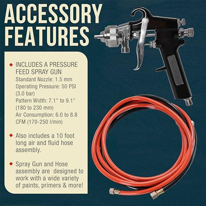 TCP Global 2.5 Gallon (10 Liter) Heavy Duty Steel Pressure Pot Paint Tank - size: 2-1/2 Gallon with Gun