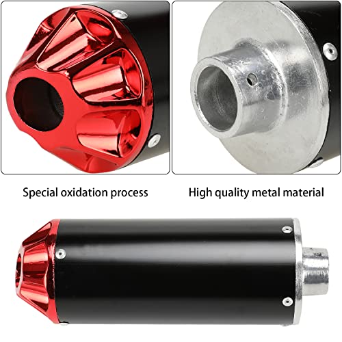 GREHUA 28mm Exhaust Muffler with Heat Wrap Compatible with 50cc 70cc 90cc 110cc 125cc CRF50 CRF70 XR50 SSR110 SSR125 Taotao DB10 DB14 Baja Xpro Apollo Rocketa TTR SDG Coolster Pit Dirt Bike Parts - color: a-red
