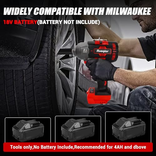 Cordless Impact Wrench 1/2" Compatible with Milwaukee 18V Battery - color: Red 1360n 1/2in