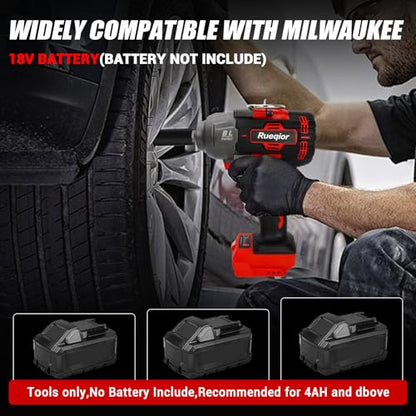 Cordless Impact Wrench 1/2" Compatible with Milwaukee 18V Battery - color: Red 1360n 1/2in