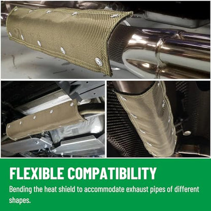 Titanium Pipe Shield, 6" x 24" Exhaust Heat Shield with Gloves - size: 6" x 24"