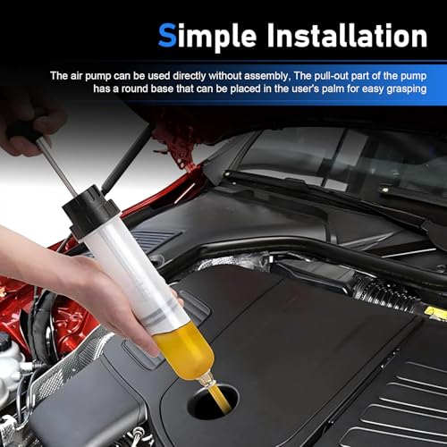 Automotive Fluid Extractor Pump, 200cc Manual Extraction Oil Syringe with 2 Hoses, Auto Oil Change Syringe Pump, Universal for Power Steering Transmission Gear Oil & Brake Fluid Transfers