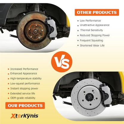 Front and Rear Drilled & Slotted Disc Brake Rotors Set Replacement for Jeep Liberty 2003 2004 2005 2006 2007