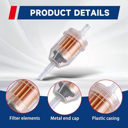 36 Pack Gas Inline Fuel Filter 1/4 x 5/16 - Replacement for Briggs & Stratton, John Deere & Kawasaki