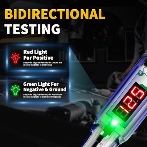 Test Light Automotive 3-120V DC LED Digital Circuit Tester with Voltage Display, Auto Bidirectional Voltage Tester, Electric Test Probe Pen for Car Battery Polarity Continuity Fuses
