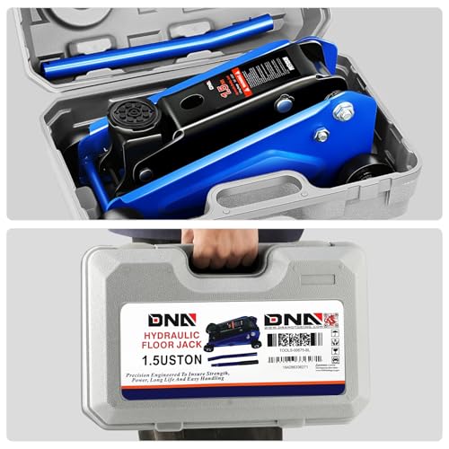 DNA Motoring Low Profile Hydraulic Trolley Service/Floor Jack, 1.5 Ton (3000 lbs) Capacity, Lifting Range 5.5"-15.35",Blue, TOOLS-00675-BL - color: Blue, style: 1.5 ton