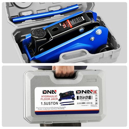 DNA Motoring Low Profile Hydraulic Trolley Service/Floor Jack, 1.5 Ton (3000 lbs) Capacity, Lifting Range 5.5"-15.35",Blue, TOOLS-00675-BL - color: Blue, style: 1.5 ton