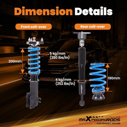 maXpeedingrods Coilover for Mazda CX-3 2016-2021, 24 Levels Damper Adjustable Coilovers Suspension Kit, Height Adjustable T6 Upgraded Lowering Kits Blue