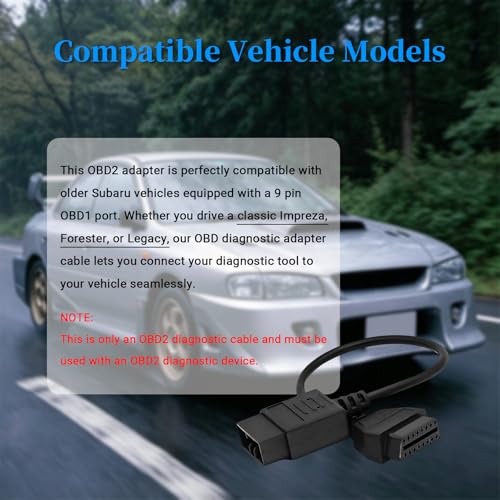 OBD1 to OBD2 Adapter Cable for Subaru 9 Pin to 16 Pin Diagnostic Cable - style: Fit for Su-baru 9pin