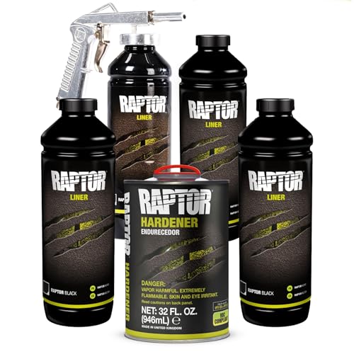 U-POL Raptor Black Urethane Spray-On Truck Bed Liner Kit, 4 Quarts