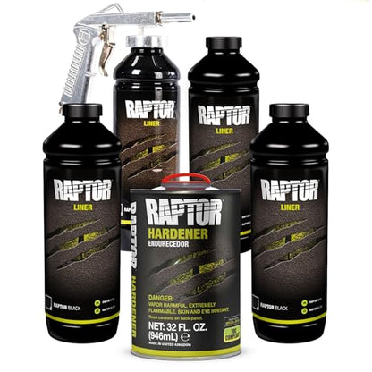U-POL Raptor Black Urethane Spray-On Truck Bed Liner Kit, 4 Quarts