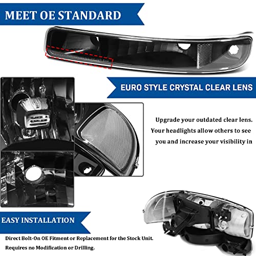 for 1999-2007 GMC Sierra 1500 2500 3500 & 99-06 GMC Yukon Halogen Headlight - color: Black Clear