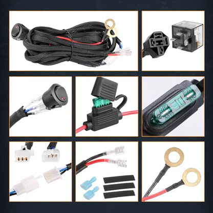 Wiring Harness 1 Lead, NIRIDER 12V 40A Rocker Switch Relay Fuse Nylon Wiring Harness Kit for LED Light Bars Fog Lights Work Lights Driving Lights Offroad LED Pods Wire Kit for Truck UTV ATV Boat - size: 1lead