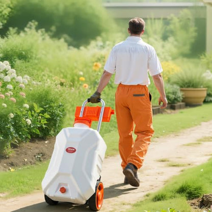 VEVOR Battery-Powered Sprayer with Wheeled Cart, 10 Gallons Electric Weed Sprayer, Adjustable 0-80 PSI, Yard Lawn Sprayers with Wheels, 5 Nozzles & 98ft Hose, 3-6H Spray Time, for Weeding, Cleaning - size: 10 Gal